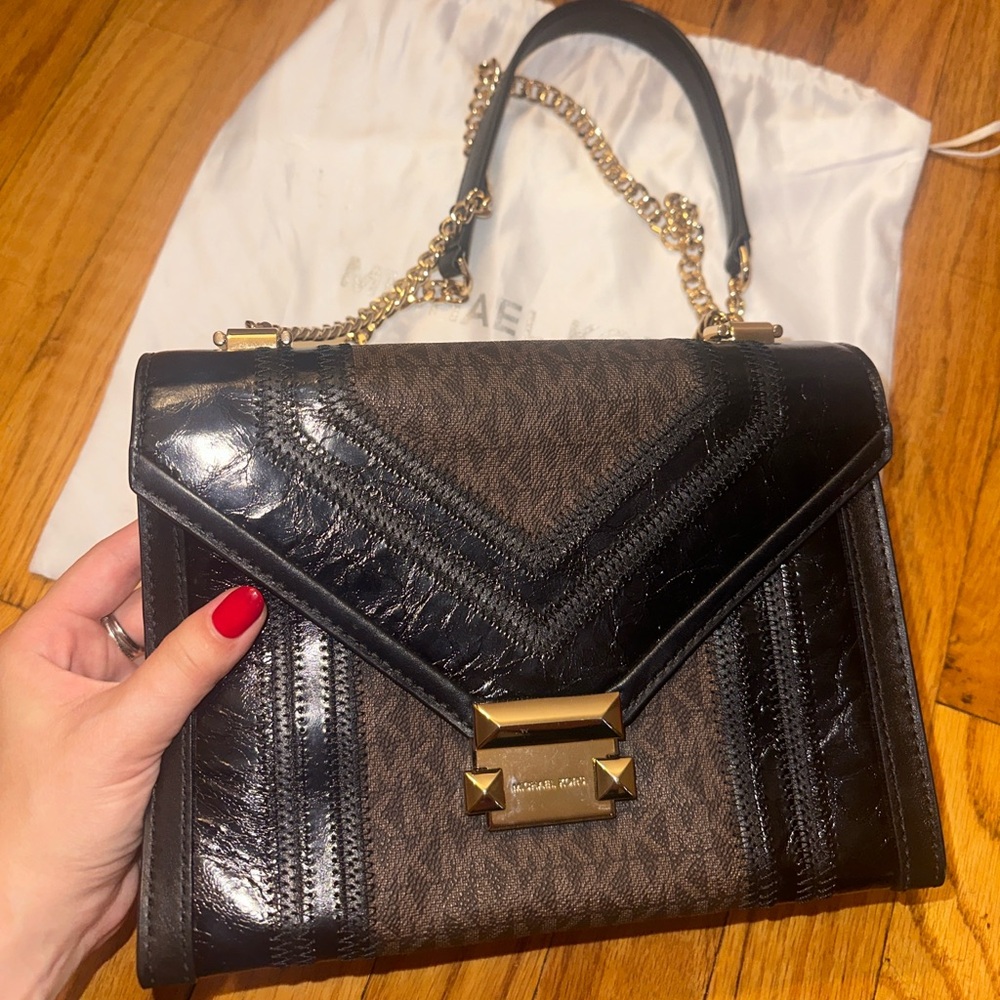 Michael Kors Black and Brown Shoulder Bag